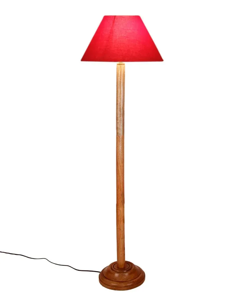 Classic Cotton Conical Shade Floor Lamp with Wooden Base | 14 x 59 Inches