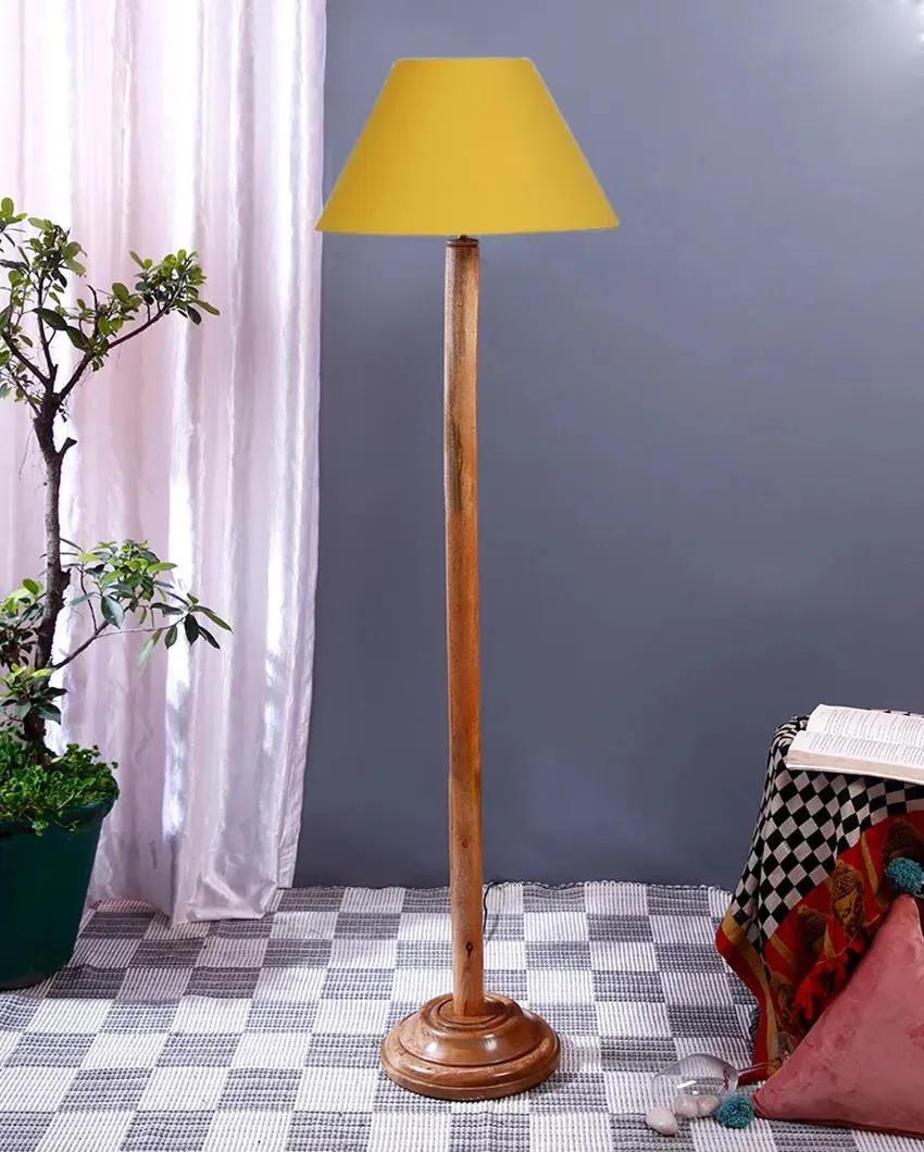 Classic Cotton Conical Shade Floor Lamp with Wooden Base | 14 x 59 Inches