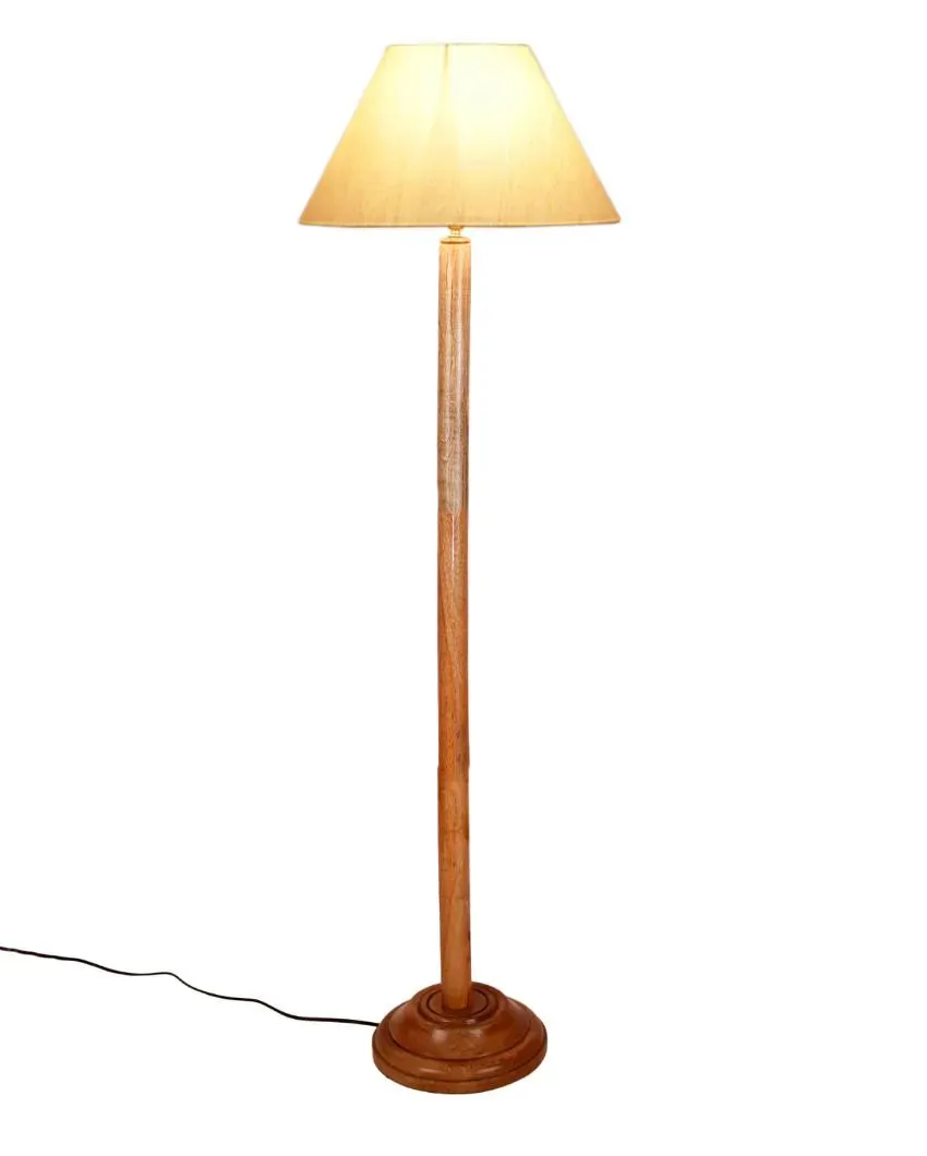 Classic Cotton Conical Shade Floor Lamp with Wooden Base | 14 x 59 Inches