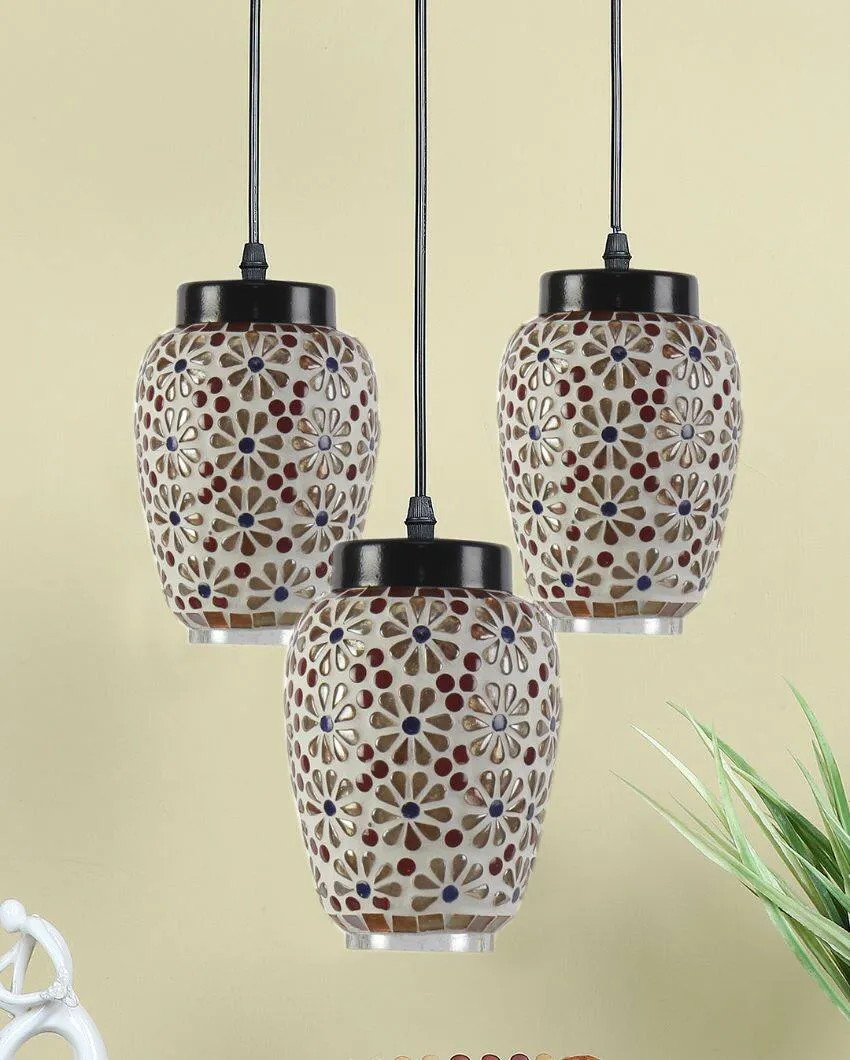 Cluster Mosaic Glass Three Hanging Lamps With Base | 10 x 20 inches