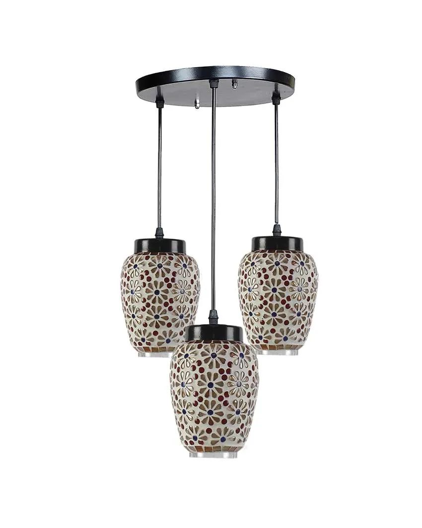 Cluster Mosaic Glass Three Hanging Lamps With Base | 10 x 20 inches