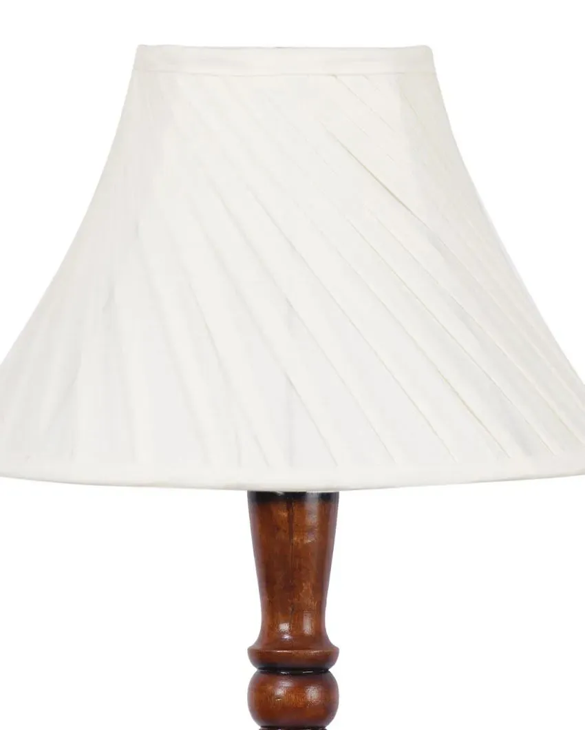 Cross Pleated Off White Cotton Wooden Floor Lamp | 4 Feet