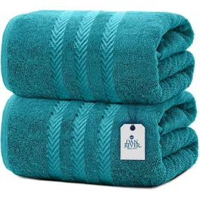 Dan River 100% Cotton Bath Sheet Set of 2| Soft Bath Sheets| Oversized Bath Towels| Quick Dry Bath Sheets| Absorbent Bath Sheets| Bath Sheets Spa Hotel|Teal Bath Sheet Towel Set|35x70 in|550 GSM