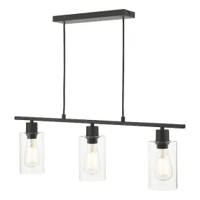 Dar Miu 3 Light Bar Pendant Matt Black Glass