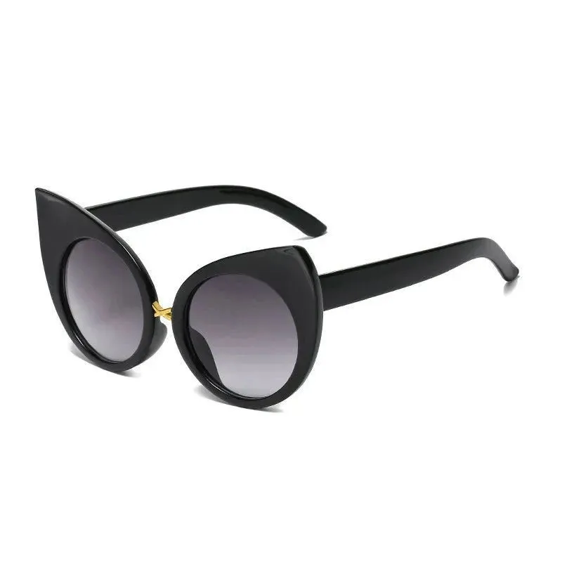 Dark Black Gothic Cat Eyes Sunglasses Vintage Steampunk