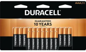 Duracell MN2400B20 Battery, 1.5 V Battery, 1175 mAh, AAA Battery, Alkaline, Rechargeable: No, Black/Copper :CD20: QUANTITY: 1