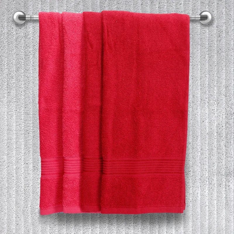 Eva Quick Dry Hand Towel (Red & Pink) - Set Of Four