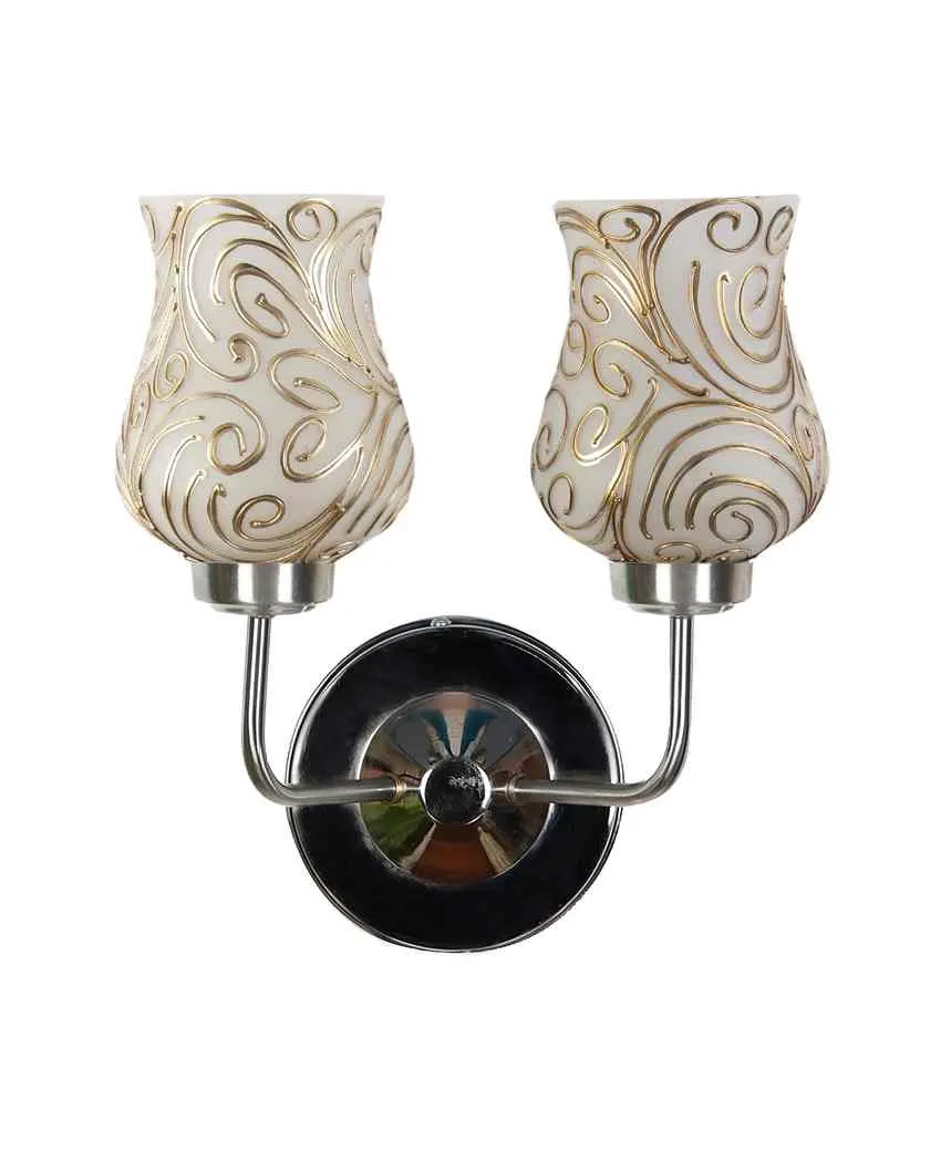 Eye catching Mosaic Glass Wall Mounted Dual Lamp With Steel Base | Set of 2 | 5 x 11 x 14 inches