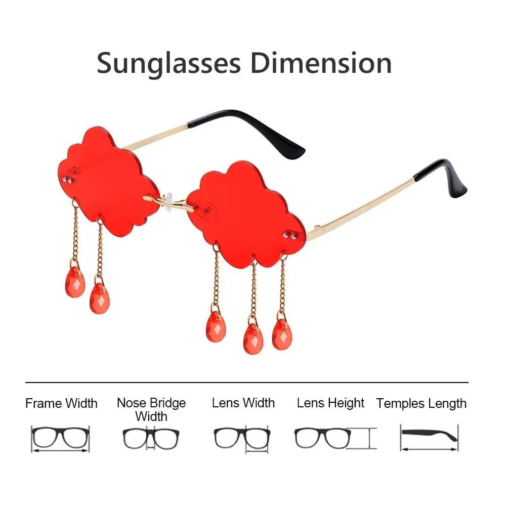 Fashion UV400 Clouds Sunglasses Tassel Steampunk Sunglasses Rimless Sunglasses Shades Metal Temples Sunglasses