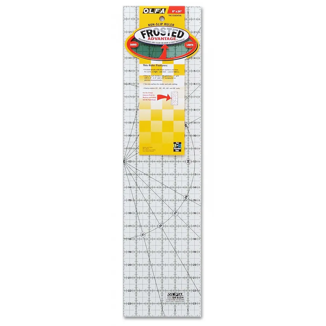 Frosted Acrylic Olfa Ruler 6x24 - The Essential