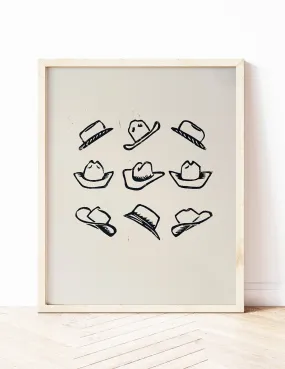 'Hats' Block Print