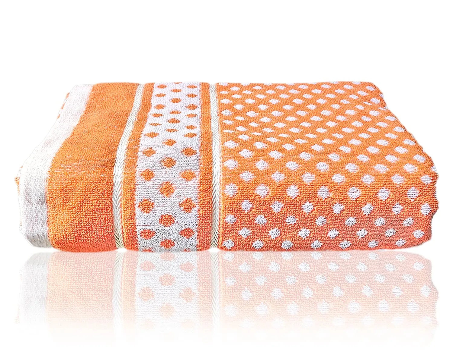 Heart Home Multiuses Dot Printed Soft Cotton Bath Towel, 30"x60"- Pack of 2 (Orange & Pink)