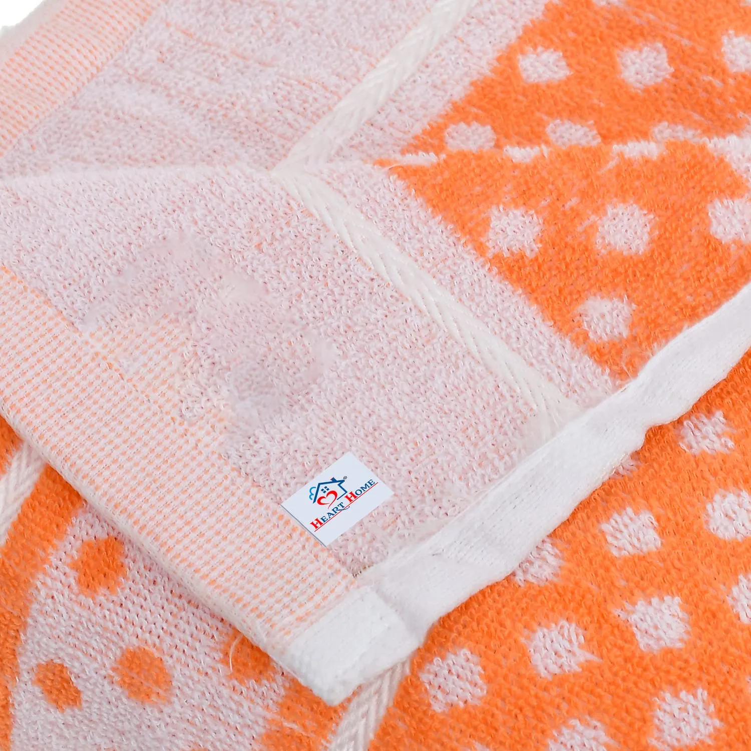 Heart Home Multiuses Dot Printed Soft Cotton Bath Towel, 30"x60"- Pack of 2 (Orange & Pink)