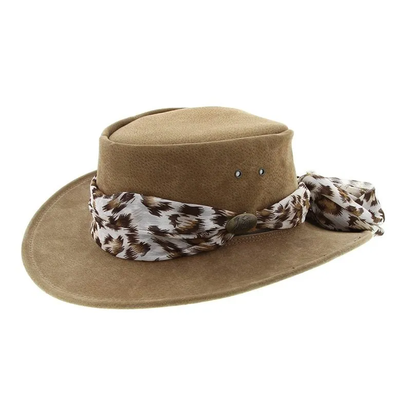 Jacaru Jillaroo Suede Leather Hat - Mushroom