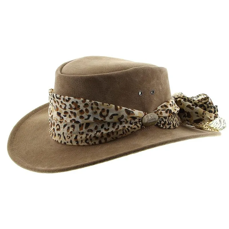 Jacaru Jillaroo Suede Leather Hat - Mushroom