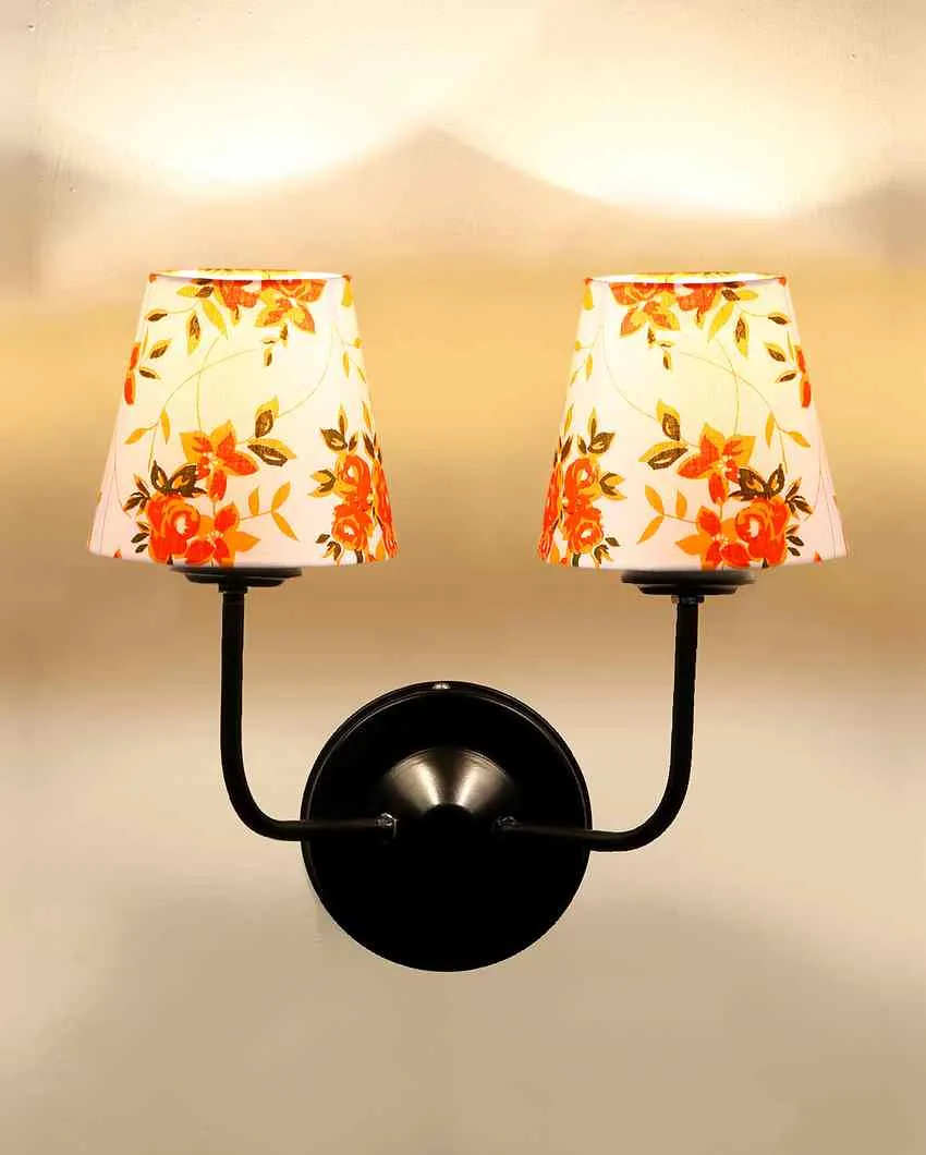 Luxe Elegant Cotton Shade Wall Mounted Dual Lamp with Iron Base | Set of 2 | 4 x 13 inches