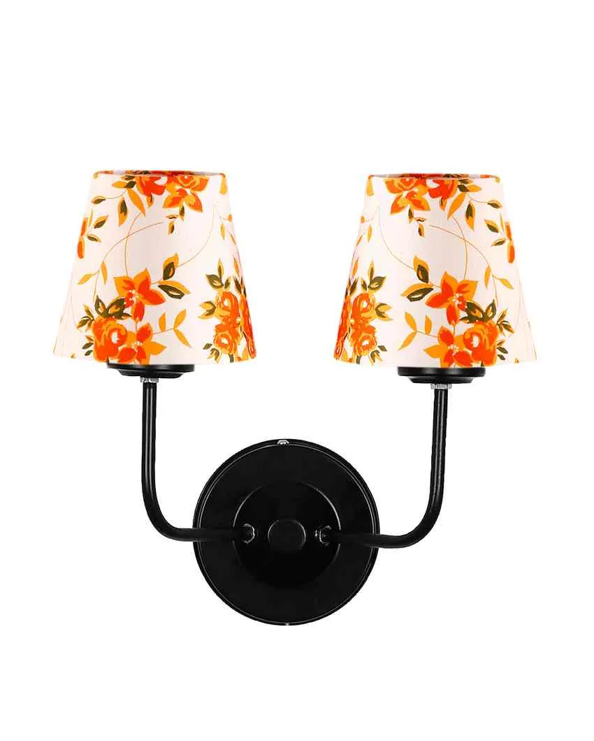 Luxe Elegant Cotton Shade Wall Mounted Dual Lamp with Iron Base | Set of 2 | 4 x 13 inches