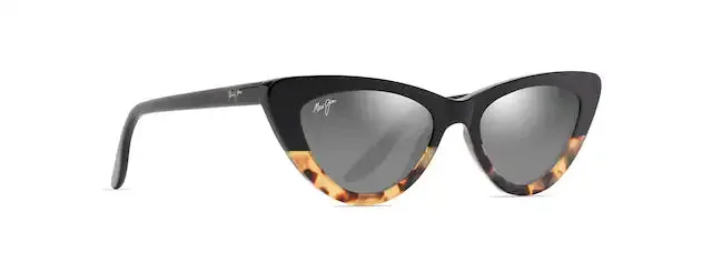 MAUI JIM WOMENS SUNGLASSES-GREY LYCHEE BLACK GLOSS/TOYKO TORTE