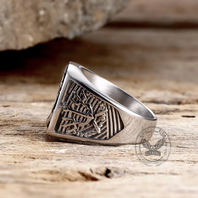 Nordic Anchor Compass Stainless Steel Ring