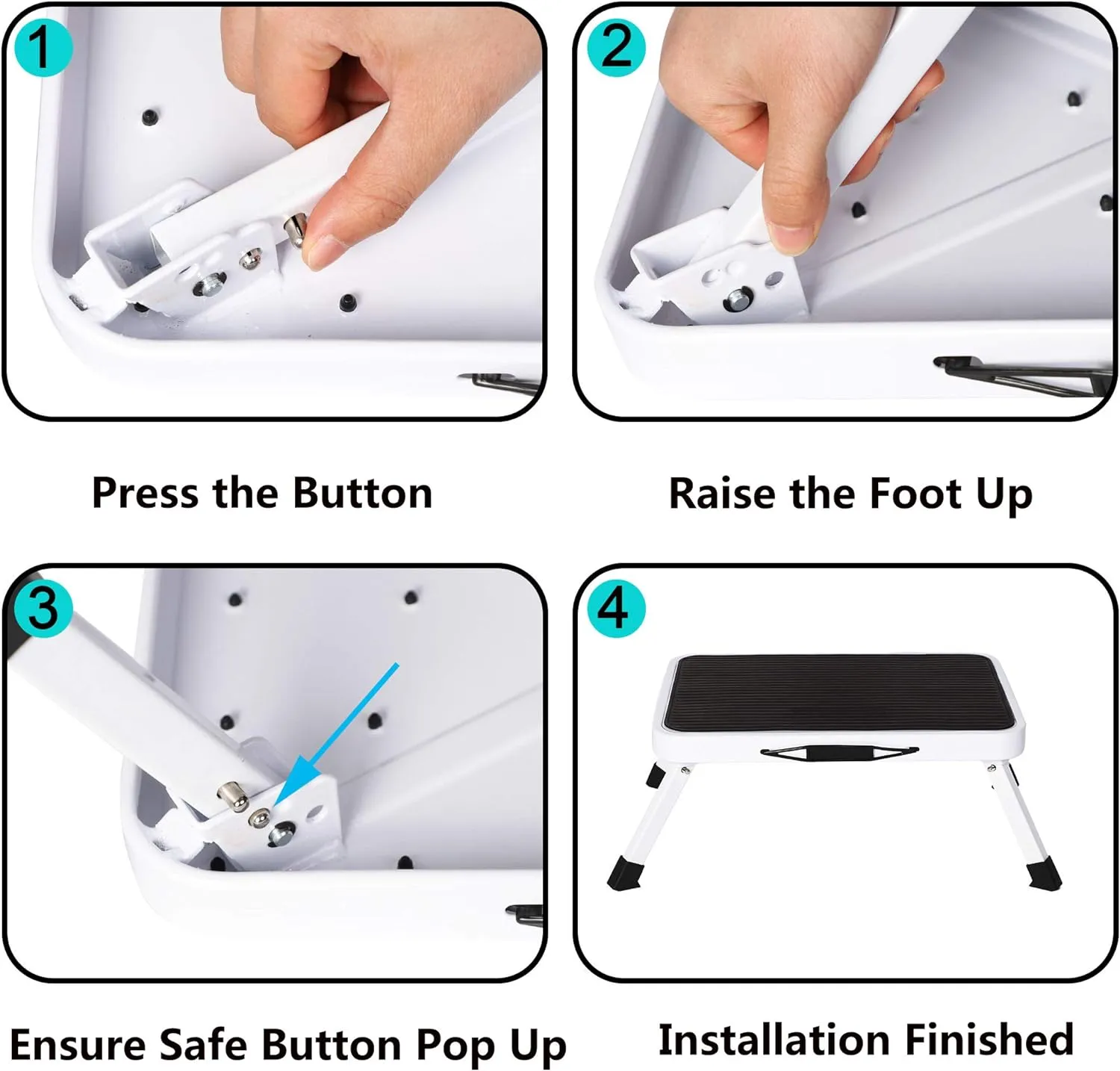 One Step Stool Portable Folding Anti-Slip Lightweight Ladder with Wide Pedal, 6.7"