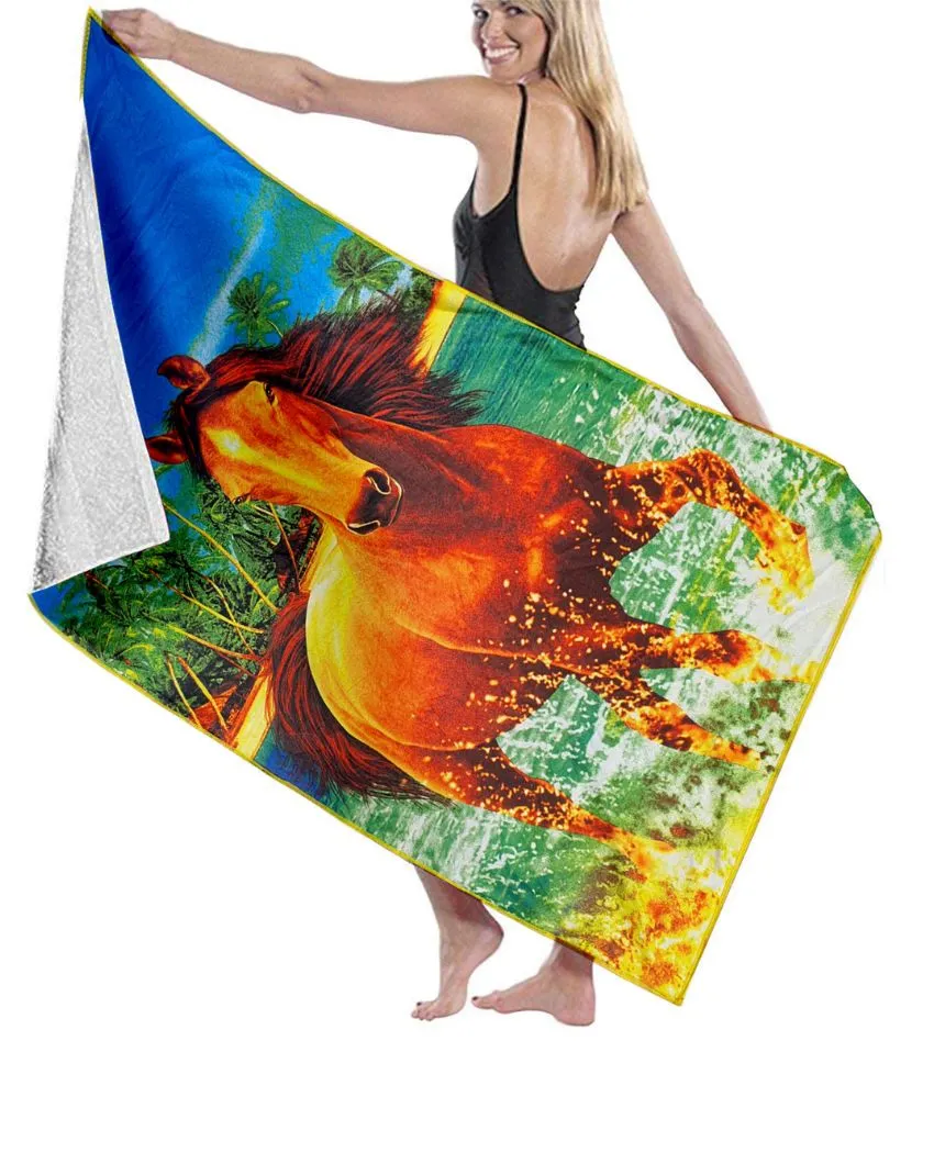 Paradise Printed Polyester Quick Dry Microfiber Bath Towels | Set of 2 | 26 X 57 inches