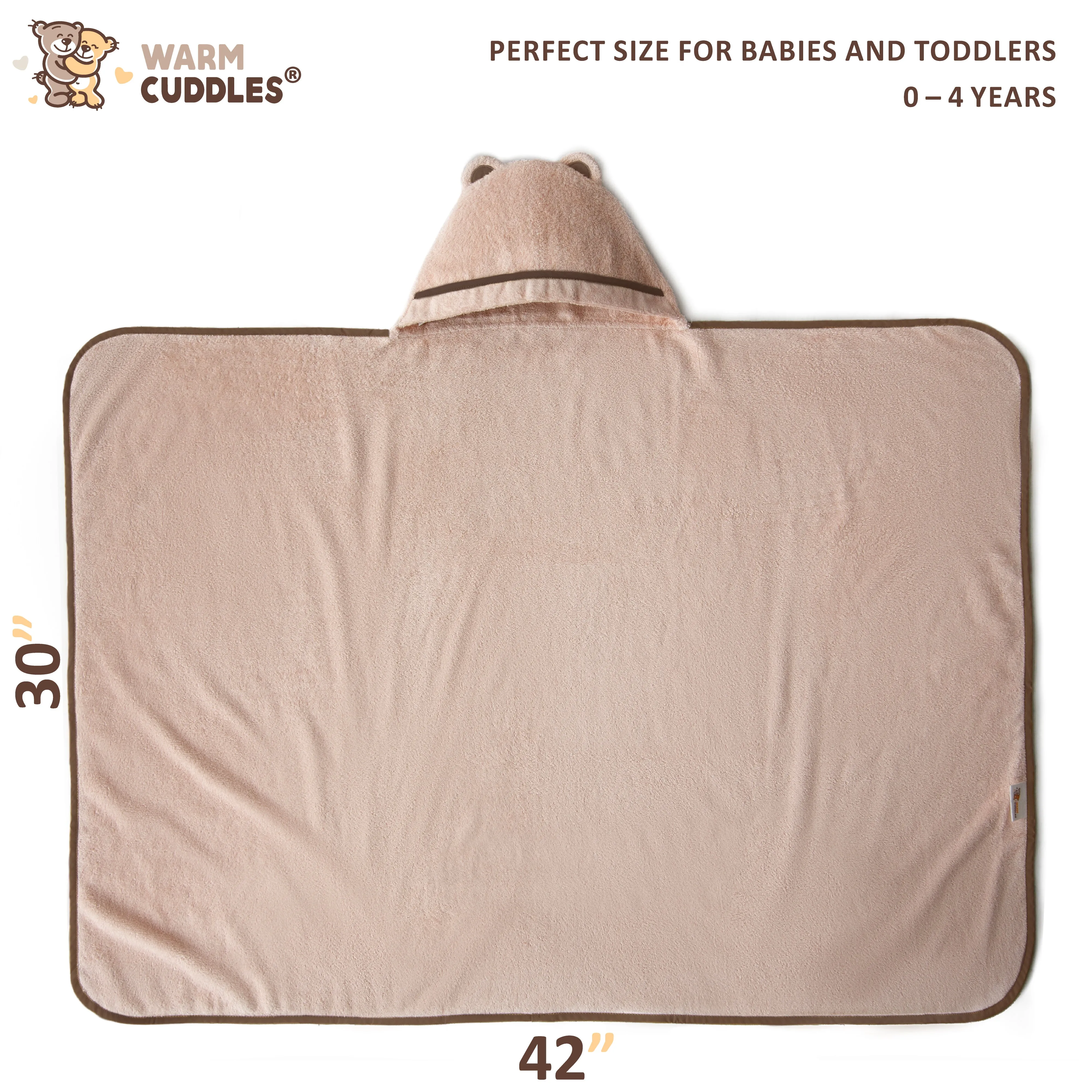 Premium Bamboo Toddler Towel with Hood (Beige)