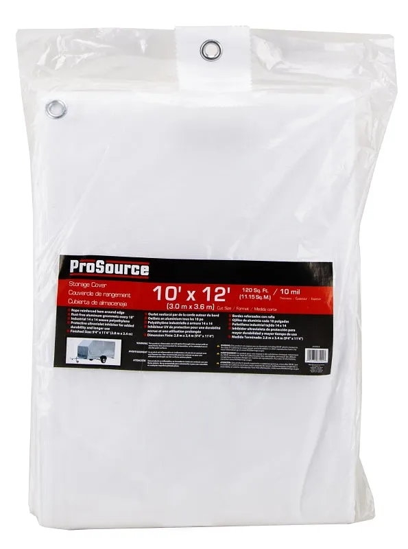 ProSource TW1012 Tarp, 12 ft L, 10 ft W, 10 mil Thick, Plastic, White :EA: QUANTITY: 1