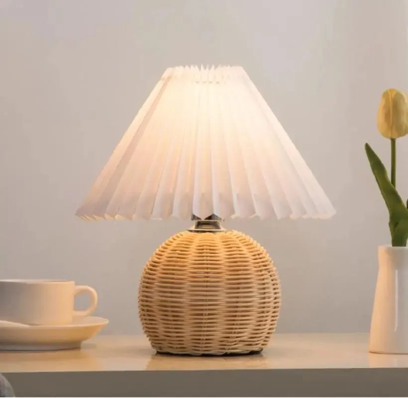 Rattan lamp table