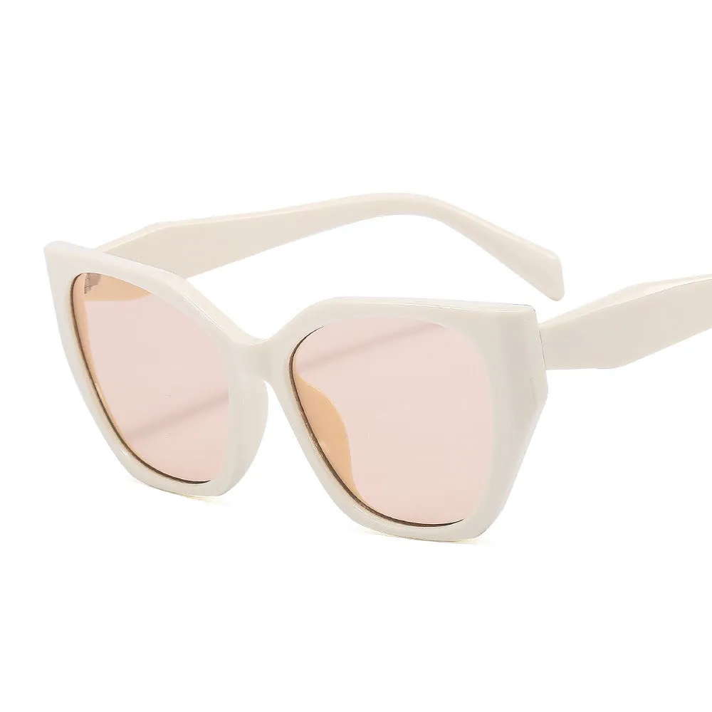 Retro Cat Eye Designer Green Pink Contrast Sun Glasses