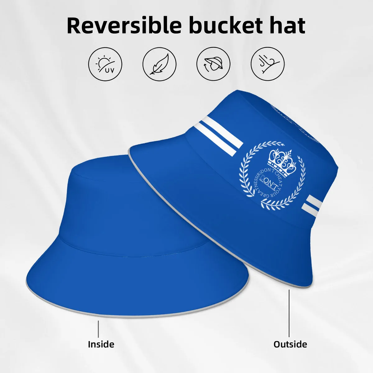 Royalty 24 White Logo ,Stripes & Blue Reflective Bucket Hat