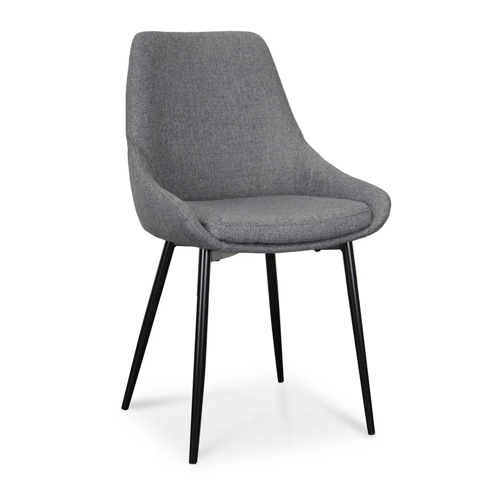 Set of 2 - Alfie Fabric Dining Chair - Dark Grey