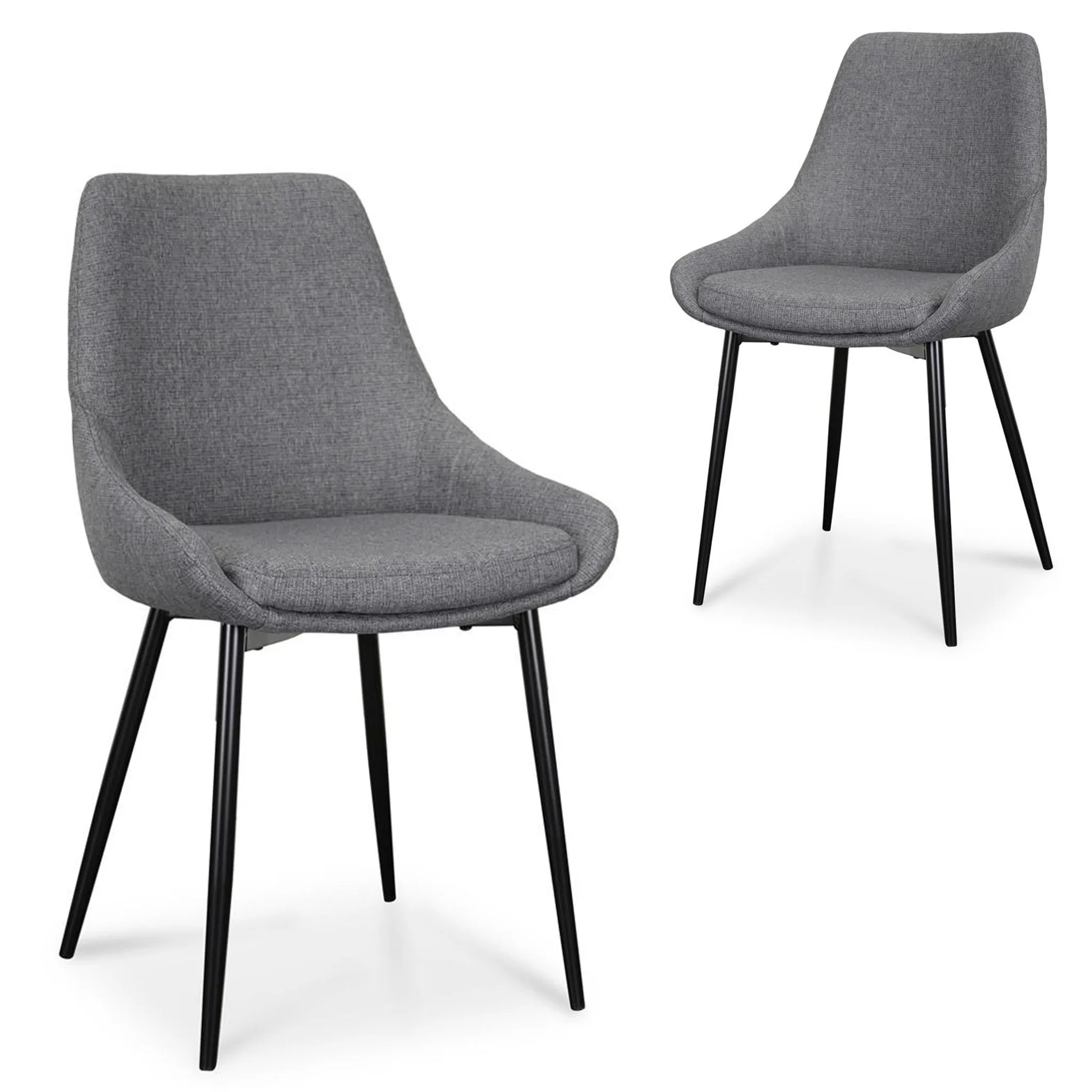 Set of 2 - Alfie Fabric Dining Chair - Dark Grey