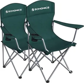 Set of 2 Folding Camping Outdoor Chairs Dark Green