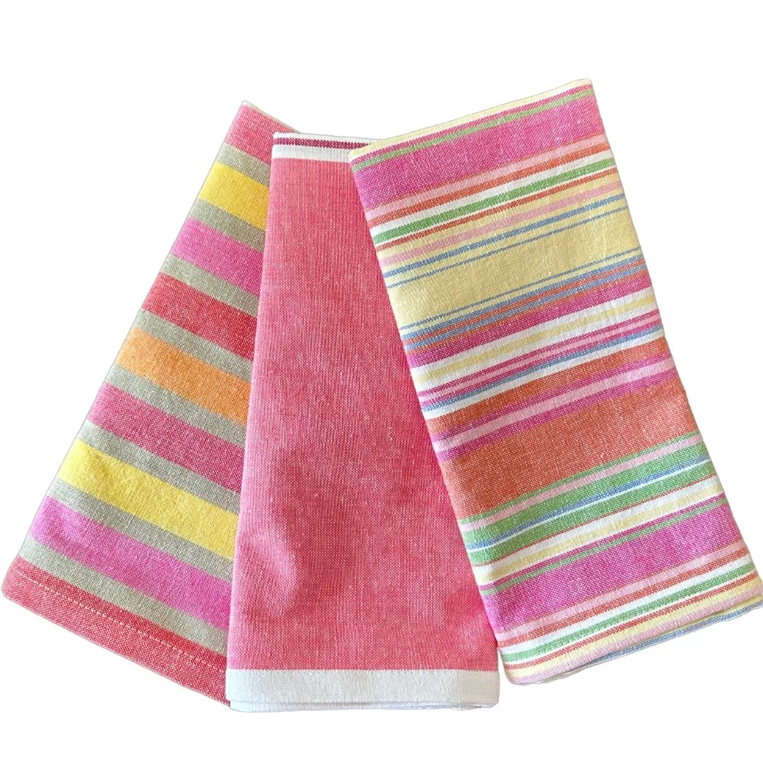 Set of 3 Tea Towels | Pink Combo