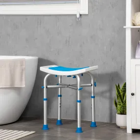 Shower Chair for the Elderly and Disabled, Adjustable Padded Shower Stool with Built-in Handle and Non-slip Suction Foot Pads, Blue