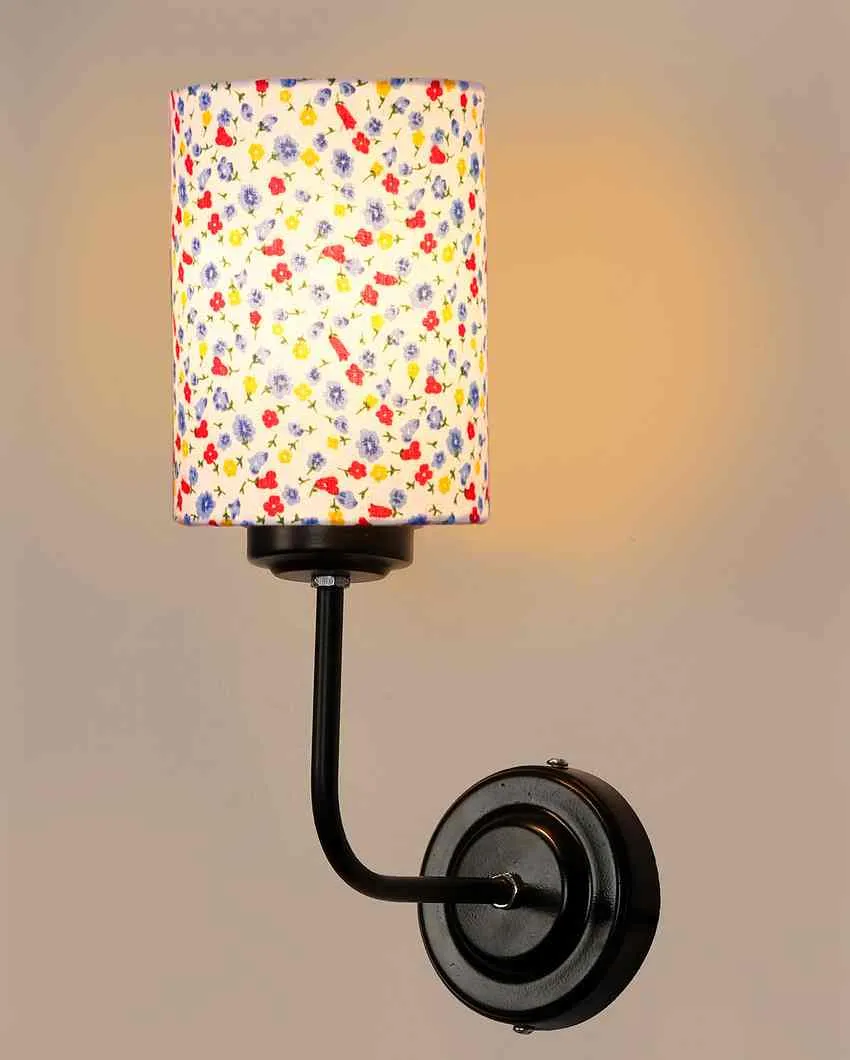 Sleek Cotton Shade Wall Mounted Lamp With Iron Base | 7 x 4 x 12 inches