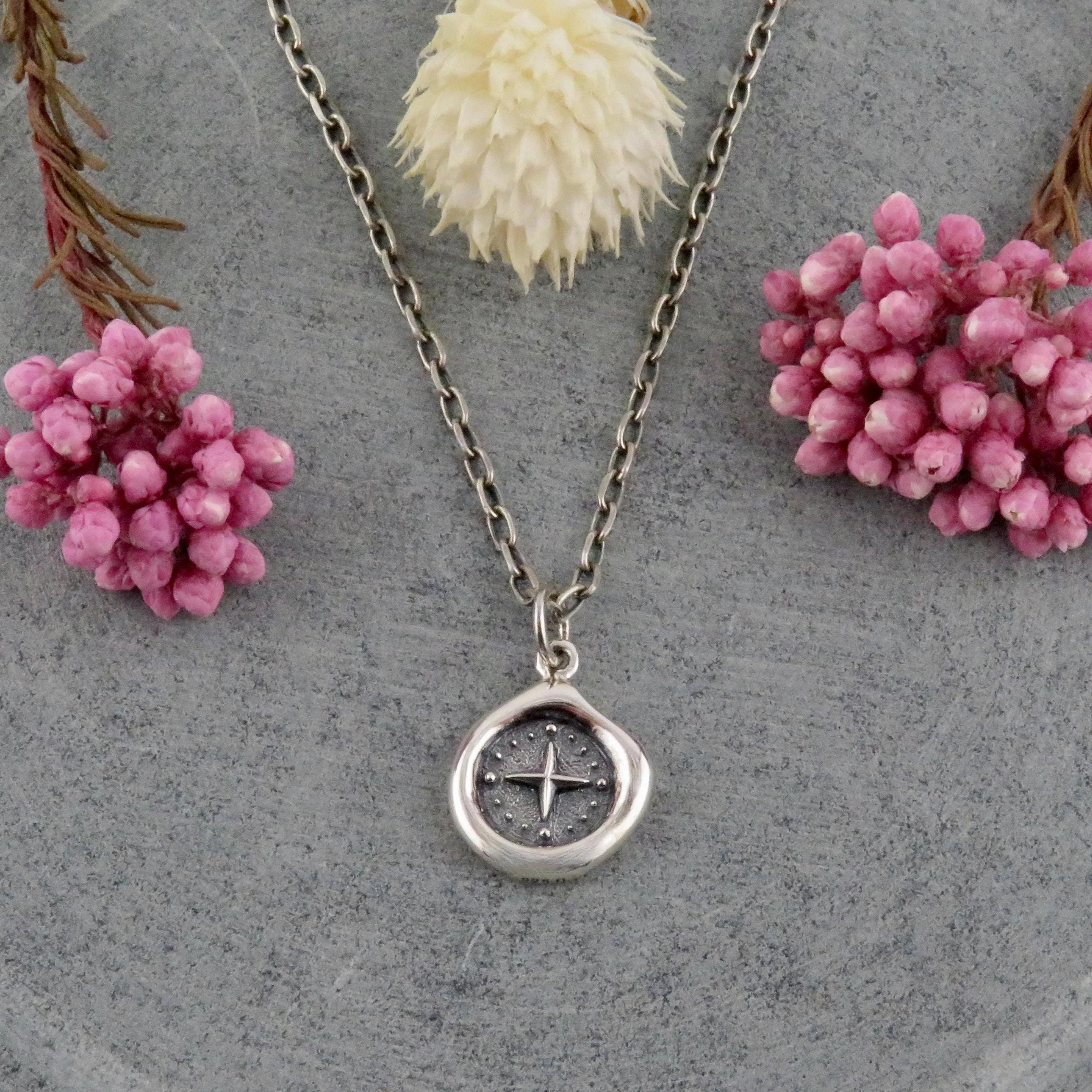 Small Compass Wax Seal Necklace