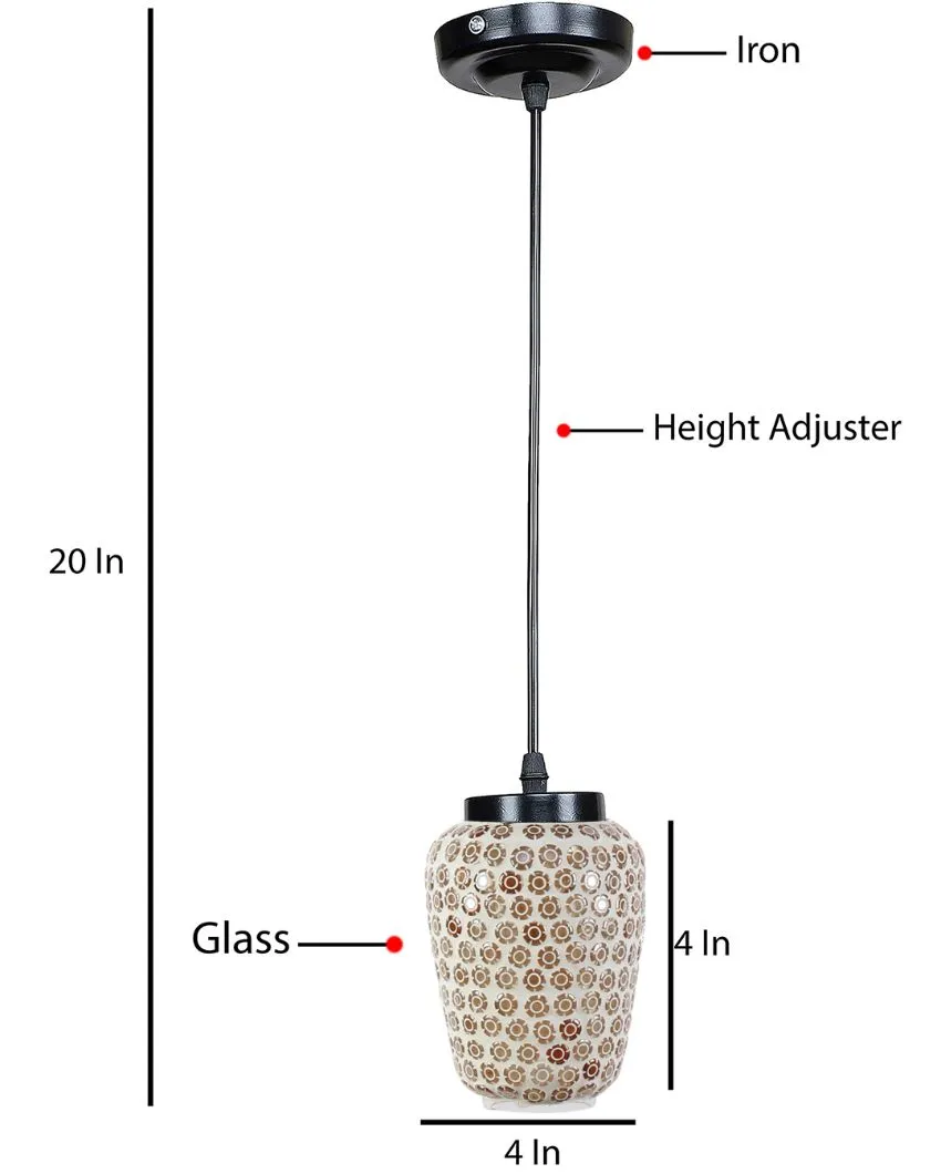 Stoned Art Mosaic Glass Hanging Lamp | 4 x 20 inches