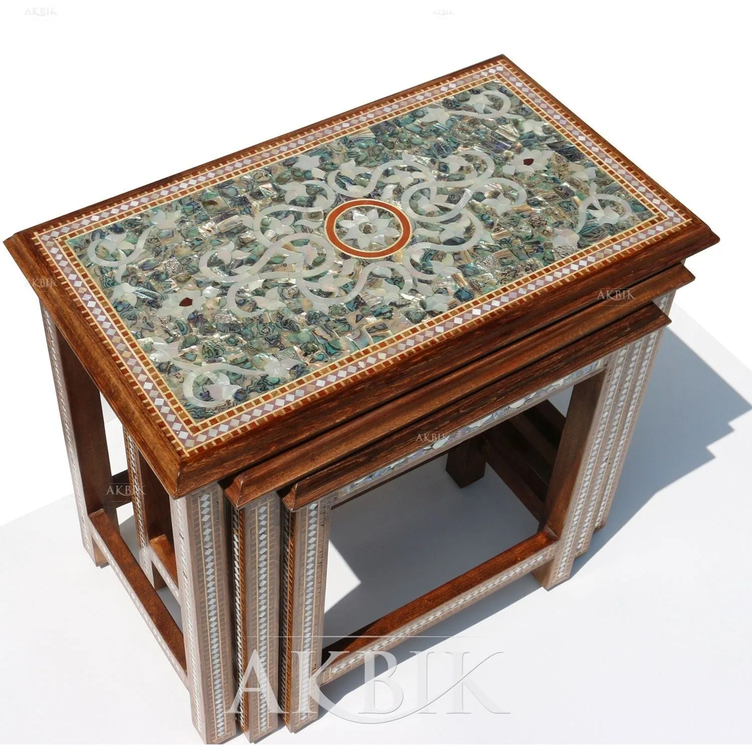 Syrian abalone Nesting Side Table: Aqua Vera Design.