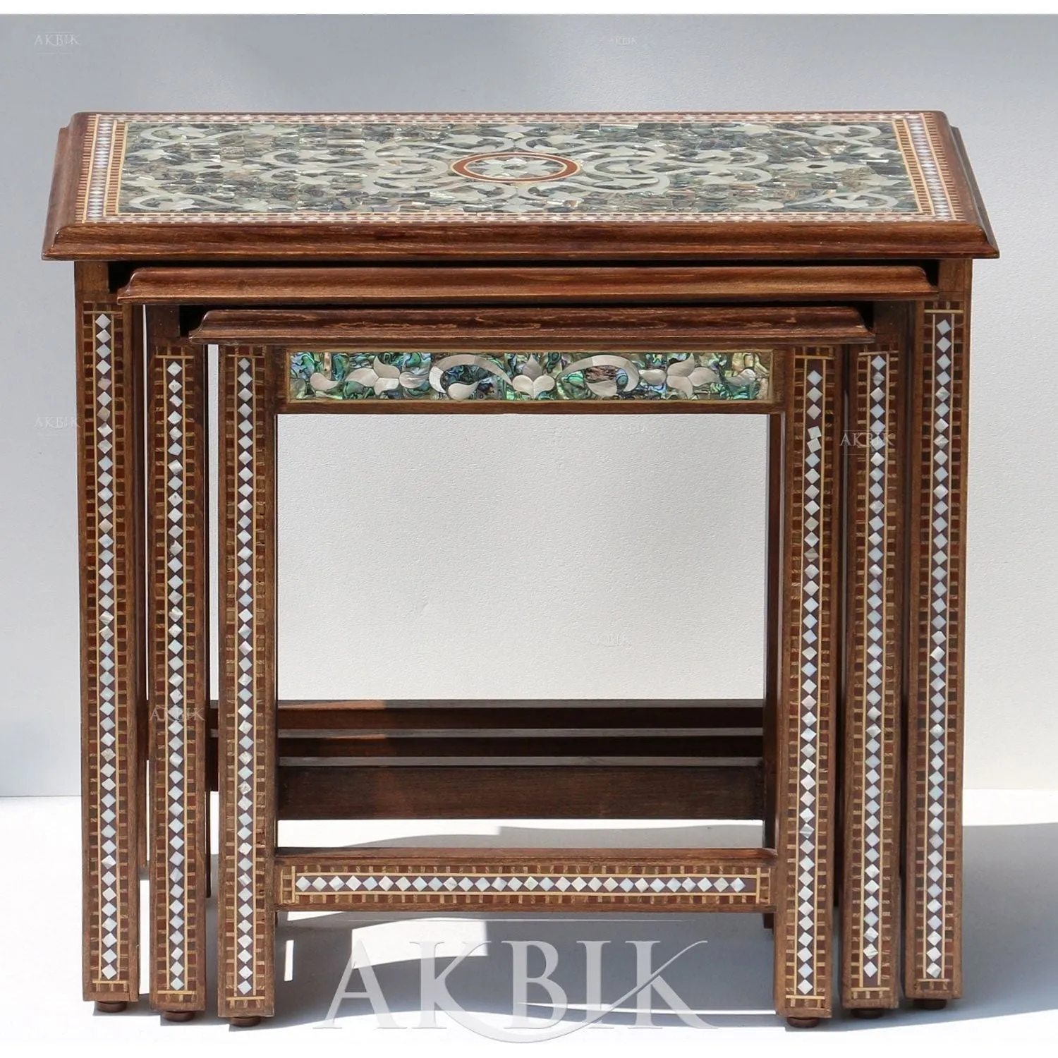 Syrian abalone Nesting Side Table: Aqua Vera Design.