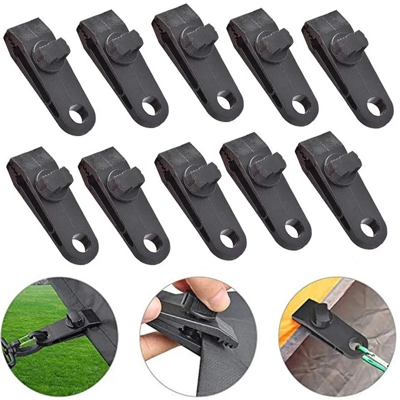 Tent Clip Lock Grip Awning Clamp Pegs Canopies Camping Travel Tarps Clip Hook