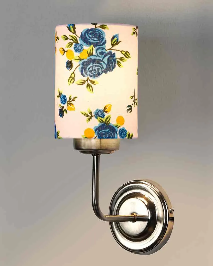 Textured Unique Cotton Shade Wall Mounted Lamp With Steel Base | 4 x 7 x 12 inches