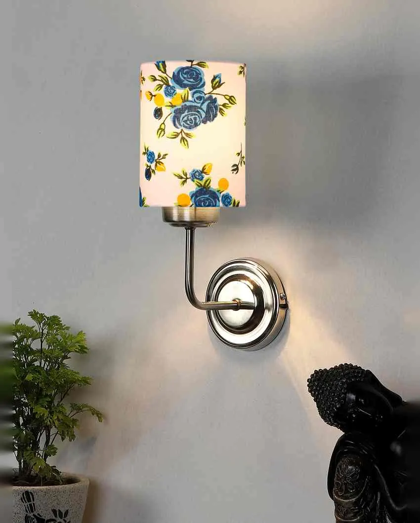 Textured Unique Cotton Shade Wall Mounted Lamp With Steel Base | 4 x 7 x 12 inches