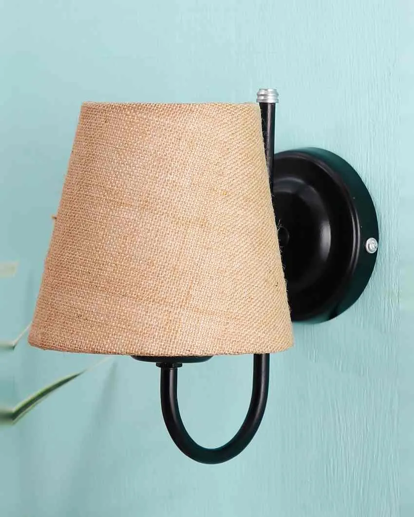 Textured Warm Jute Wall Lamp Iron Base | 6 x 8 inches