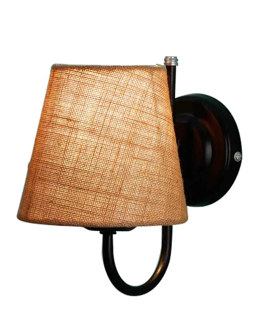 Textured Warm Jute Wall Lamp Iron Base | 6 x 8 inches