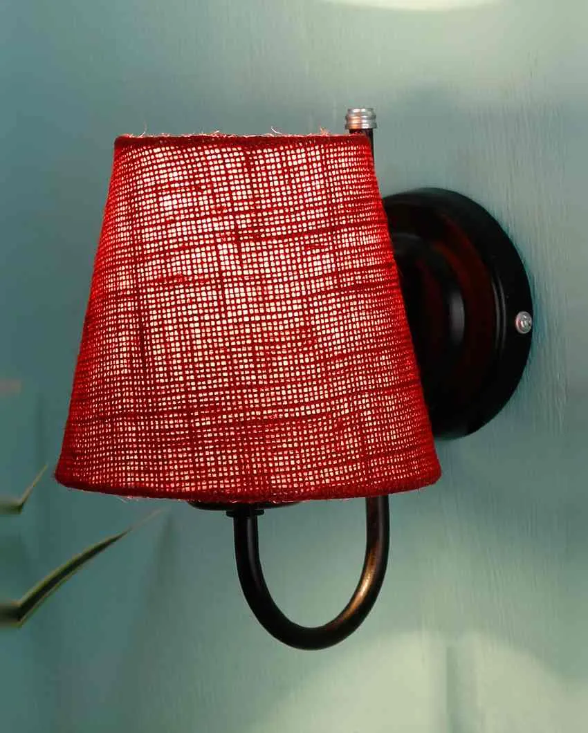 Textured Warm Jute Wall Lamp Iron Base | 6 x 8 inches