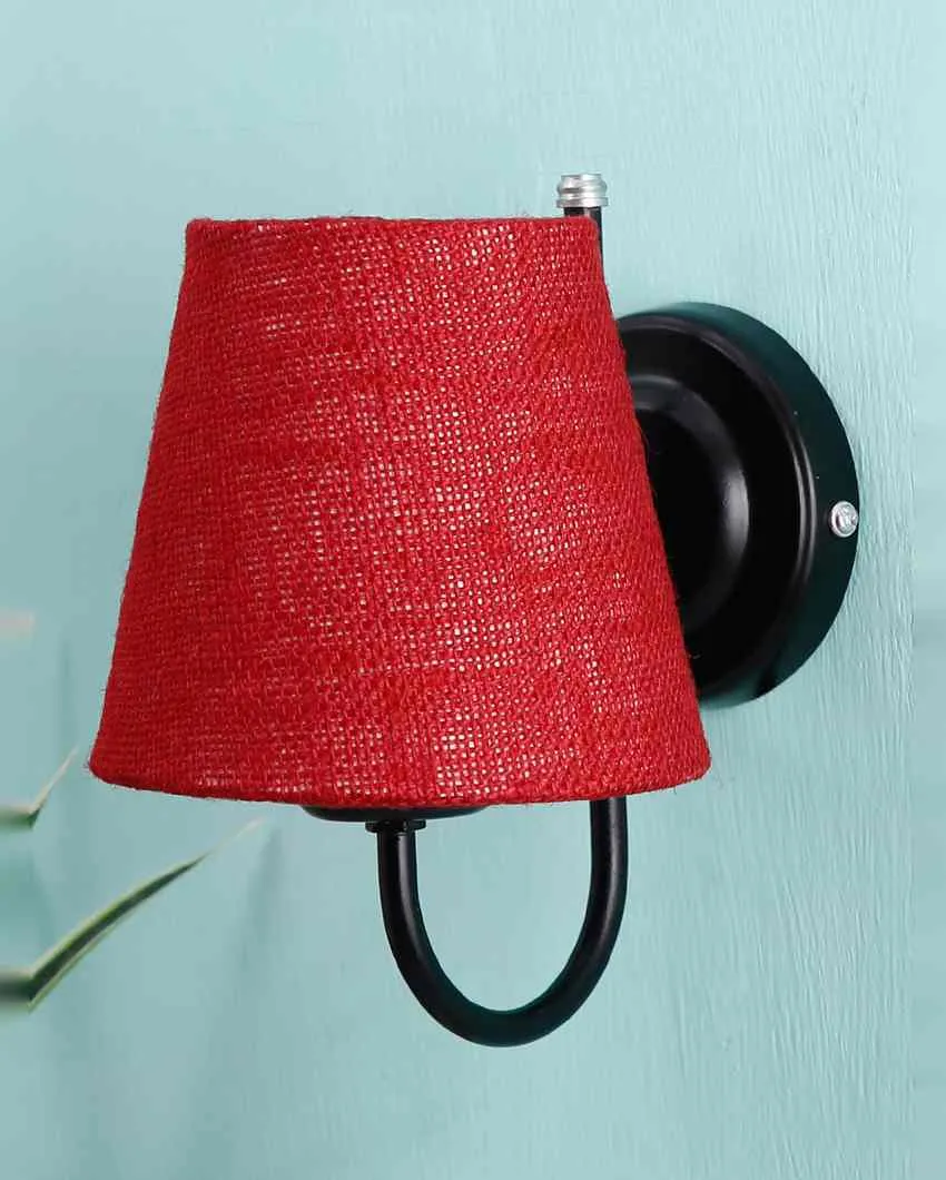 Textured Warm Jute Wall Lamp Iron Base | 6 x 8 inches