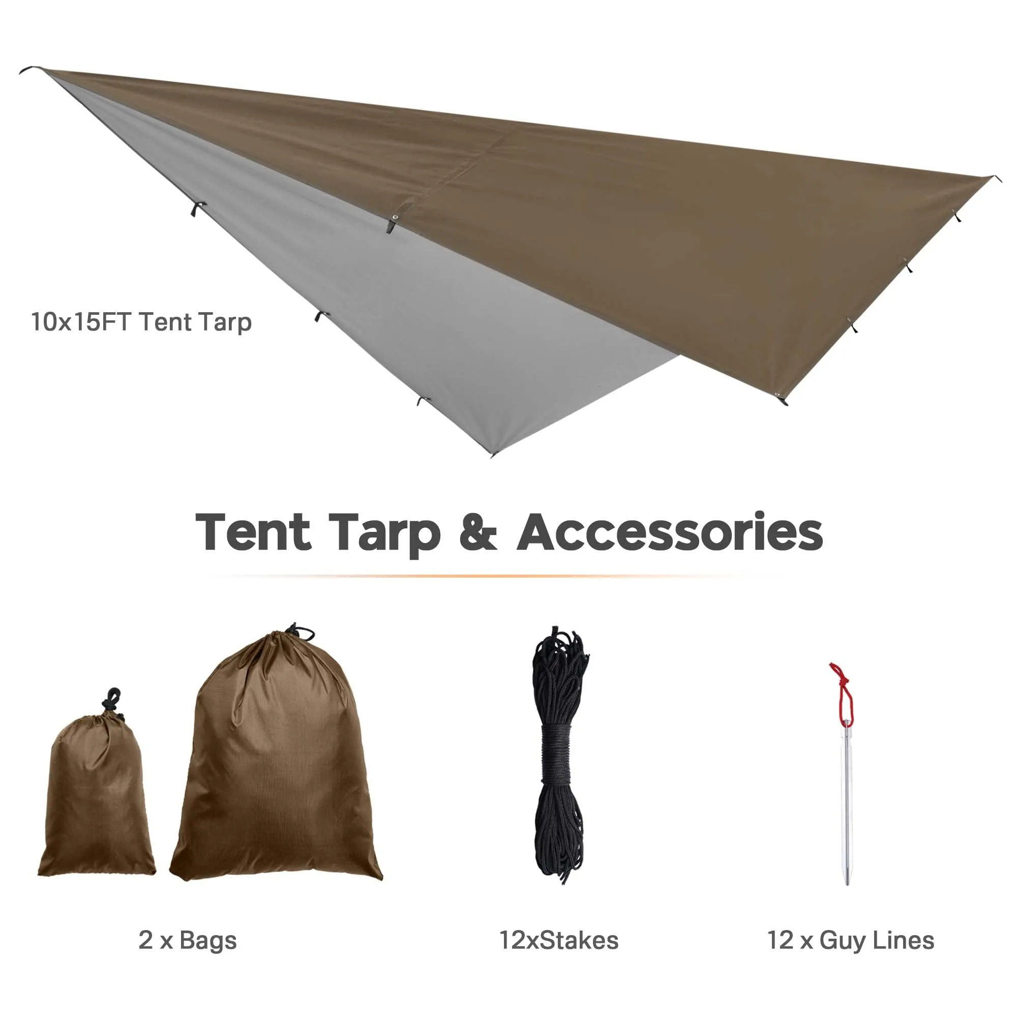 TheLAShop 10x15ft Waterproof Camping Tarp Large Rainfly UV50  PU3,000mm