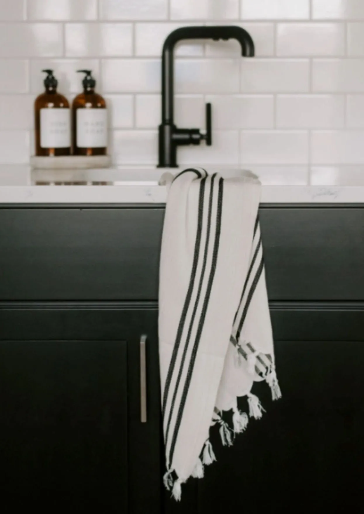 Three Stripe Turkish   Bamboo Hand Towel-FINAL SALE