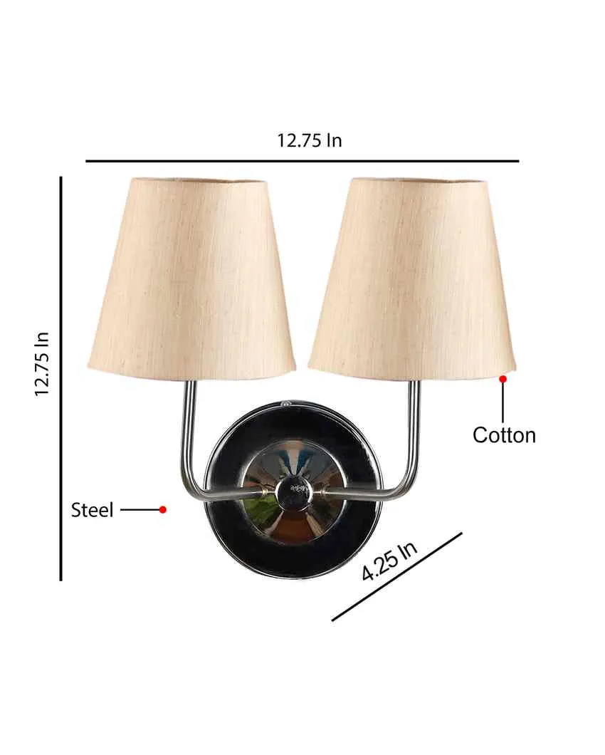 Timeless Cotton Wall Mounted Dual Lamp with Steel Base | Set of 2 | 4 x 13 inches